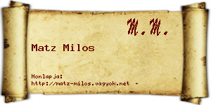 Matz Milos névjegykártya